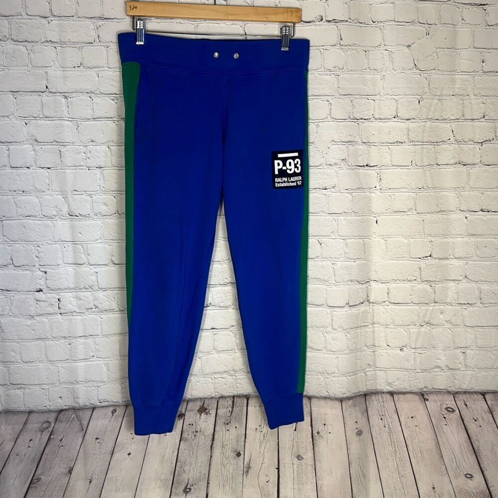 Polo Ralph Lauren Jogger Sweatpants Royal Blue Green 93 Patch size S Small